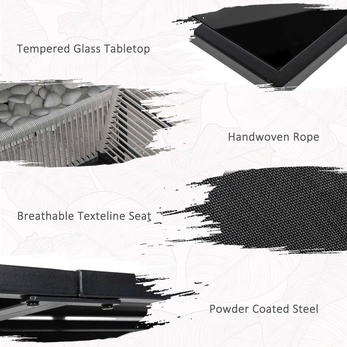 5 Pieces Patio Dining Set with Foldable Back, Light Grey