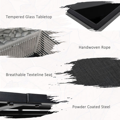 5 Pieces Patio Dining Set with Foldable Back, Light Grey