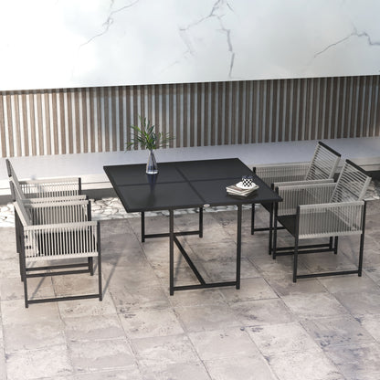 5 Pieces Patio Dining Set with Foldable Back, Light Grey