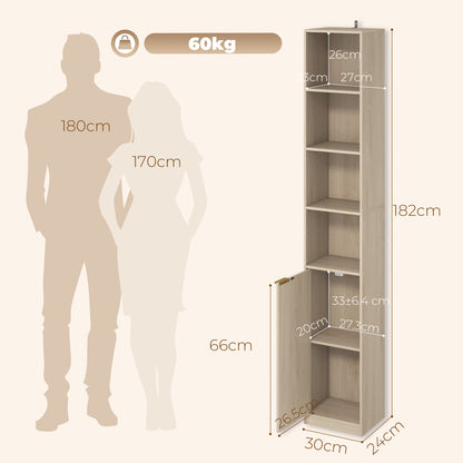 Bookcase Adjustable Shelf 6-Tier Oak Wood Effect
