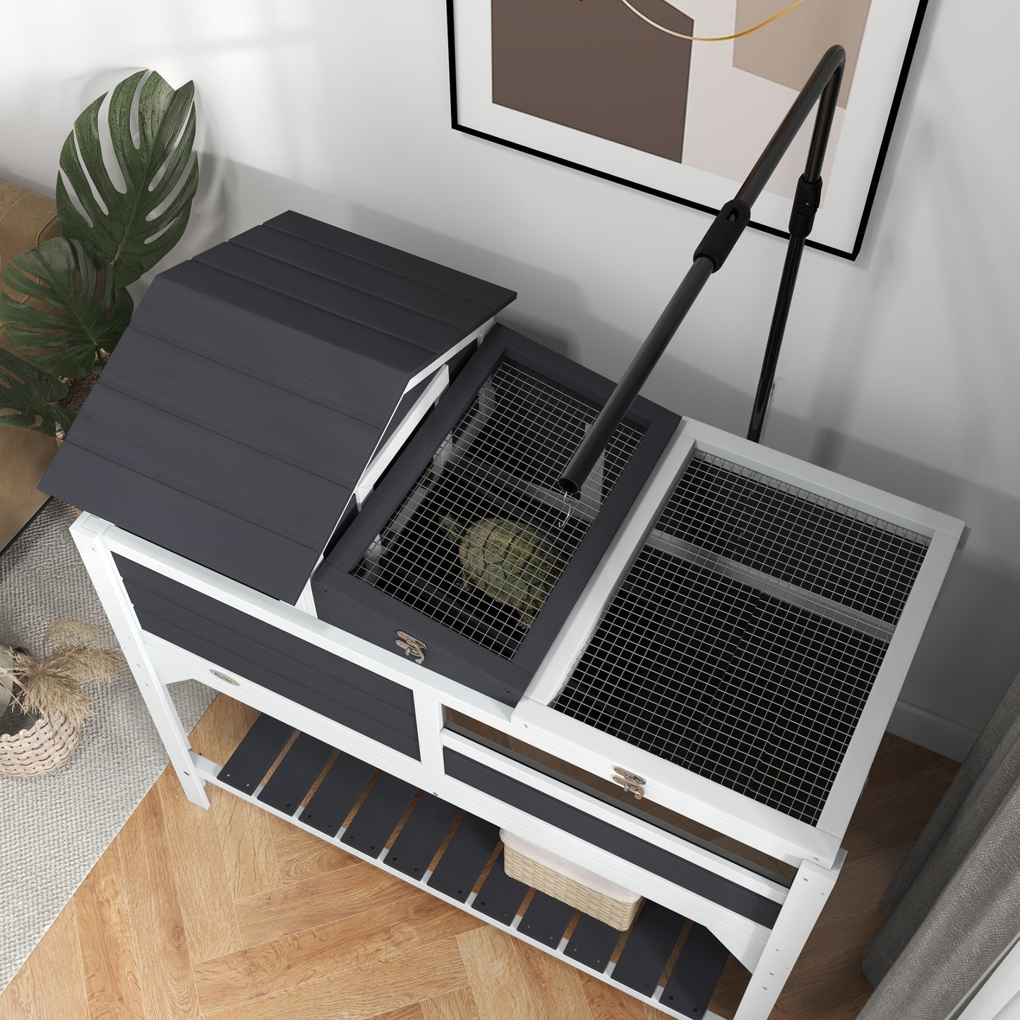 Tortoise House w/ Adjustable Lamp Holder, Openable Lid, Storage Shelf