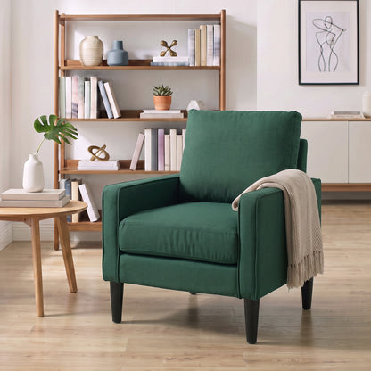 Removable Pillow Linen Accent Chair, Dark Green