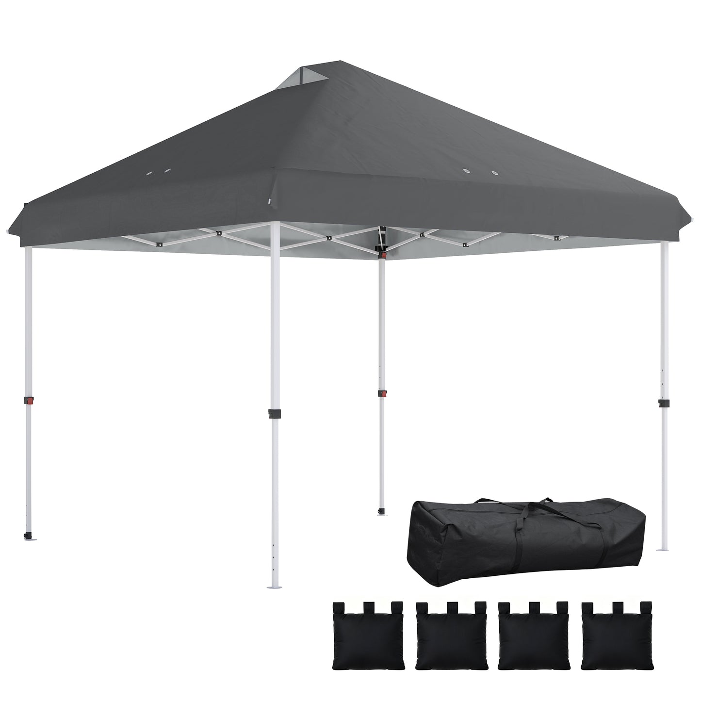 3x3 m Pop Up Gazebo w/ Wheels, One-Touch Party Tent, Dark Grey