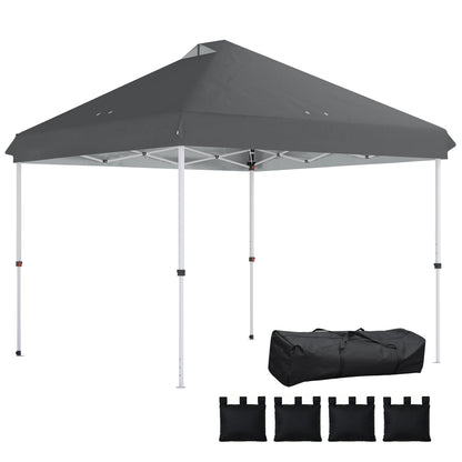 3x3 m Pop Up Gazebo w/ Wheels, One-Touch Party Tent, Dark Grey