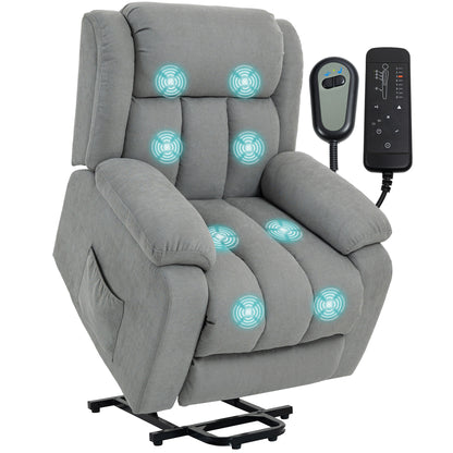 Power Lift Recliner Chair for Elderly with Massage, Light Grey