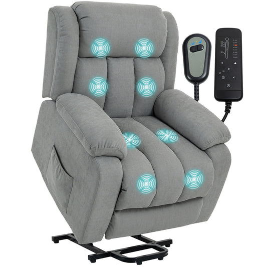 Power Lift Recliner Chair for Elderly with Massage, Light Grey