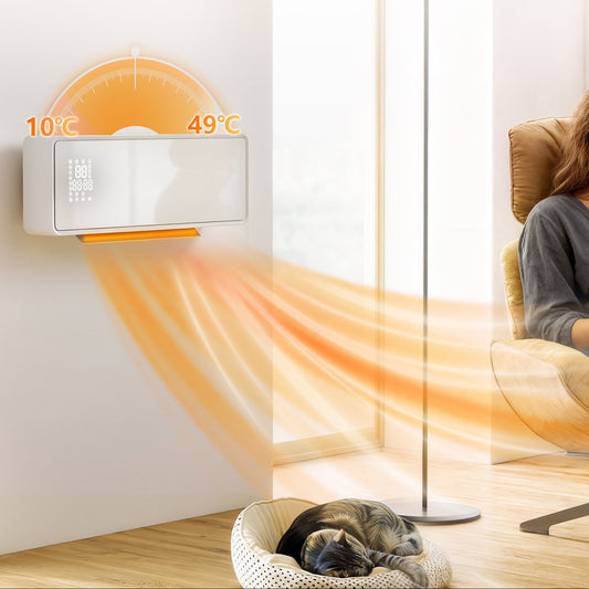 2000W Wall-Mounted Ceramic Heater with Oscillation, Thermostat, Timer and Remote - White