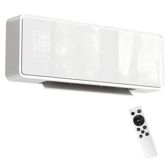 2000W Ceramic Electric Heater with Fan, Wall Mounted, White