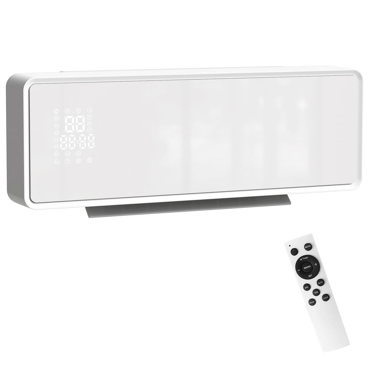 2000W Ceramic Electric Heater with Fan, Wall Mounted, White