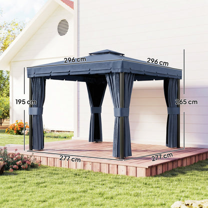3 x 3(m) Patio Gazebo Garden Shelter w/ Mosquito Netting, Dark Blue