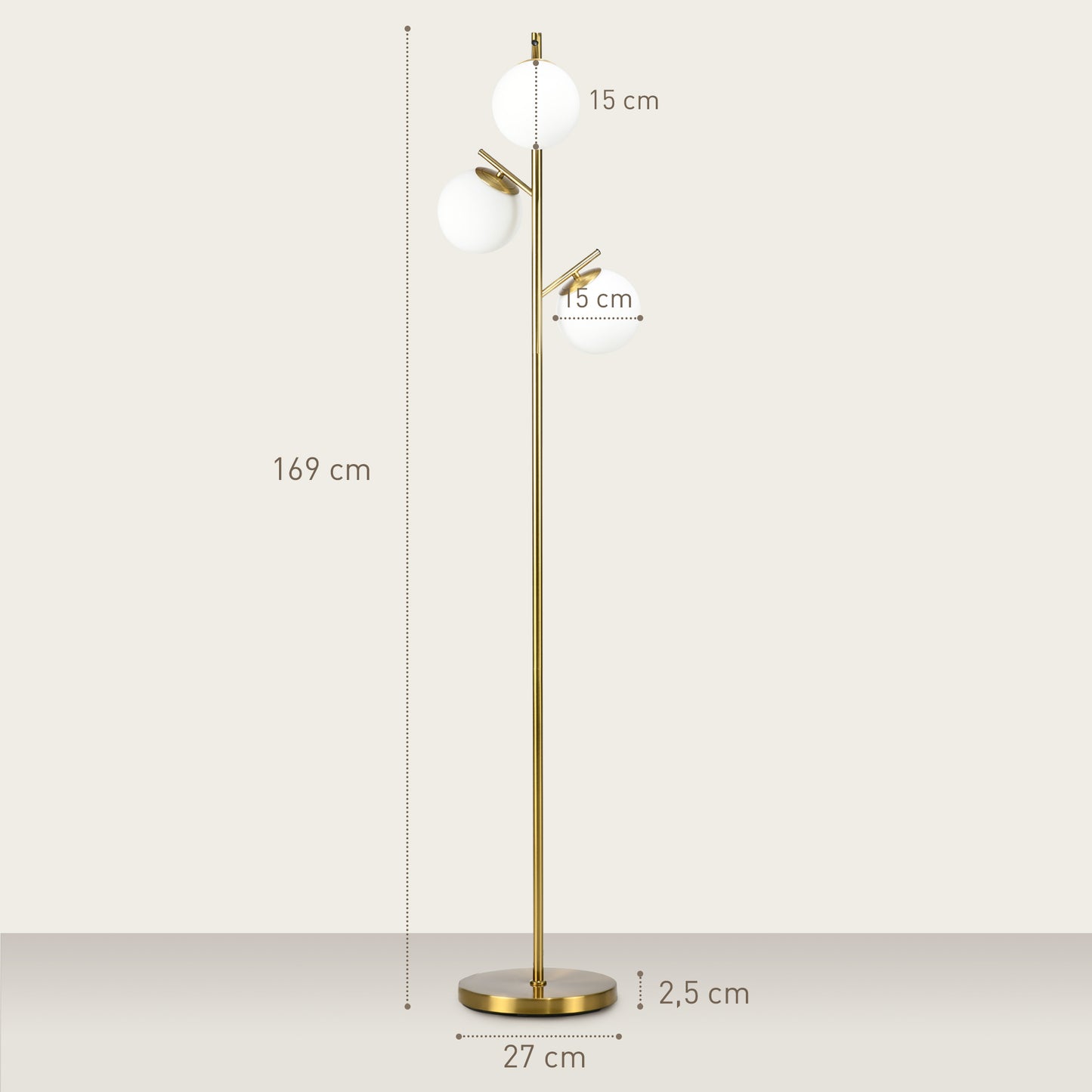 Modern Tree Floor Lamp with 3 Light, for Living Room Bedroom, Gold