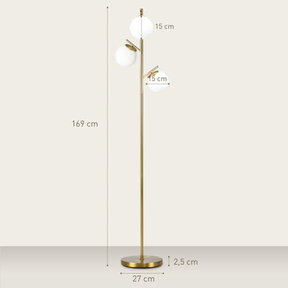 Modern Tree Floor Lamp with 3 Light, for Living Room Bedroom, Gold