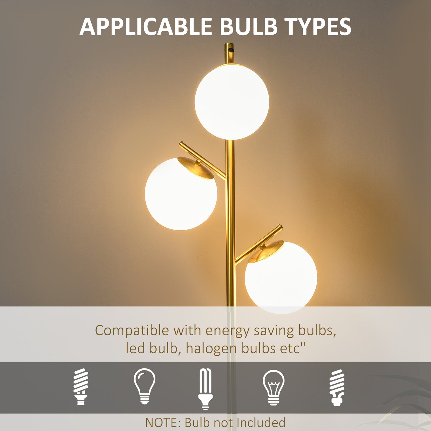 Modern Tree Floor Lamp with 3 Light, for Living Room Bedroom, Gold