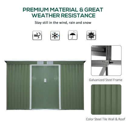 9x4ft Garden Storage Shed Green