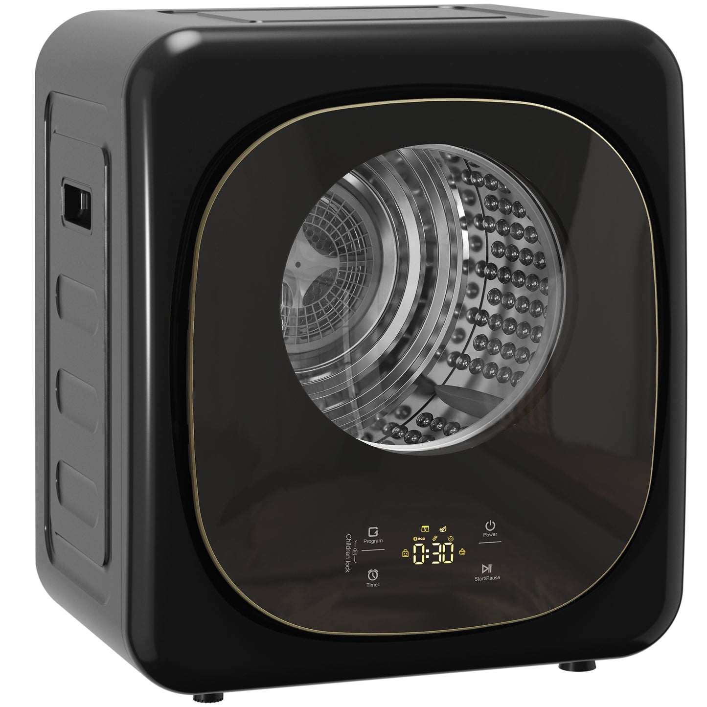 Compact Dryer Machine with 5 Modes, 4kg Small Tumble Dryer, Black