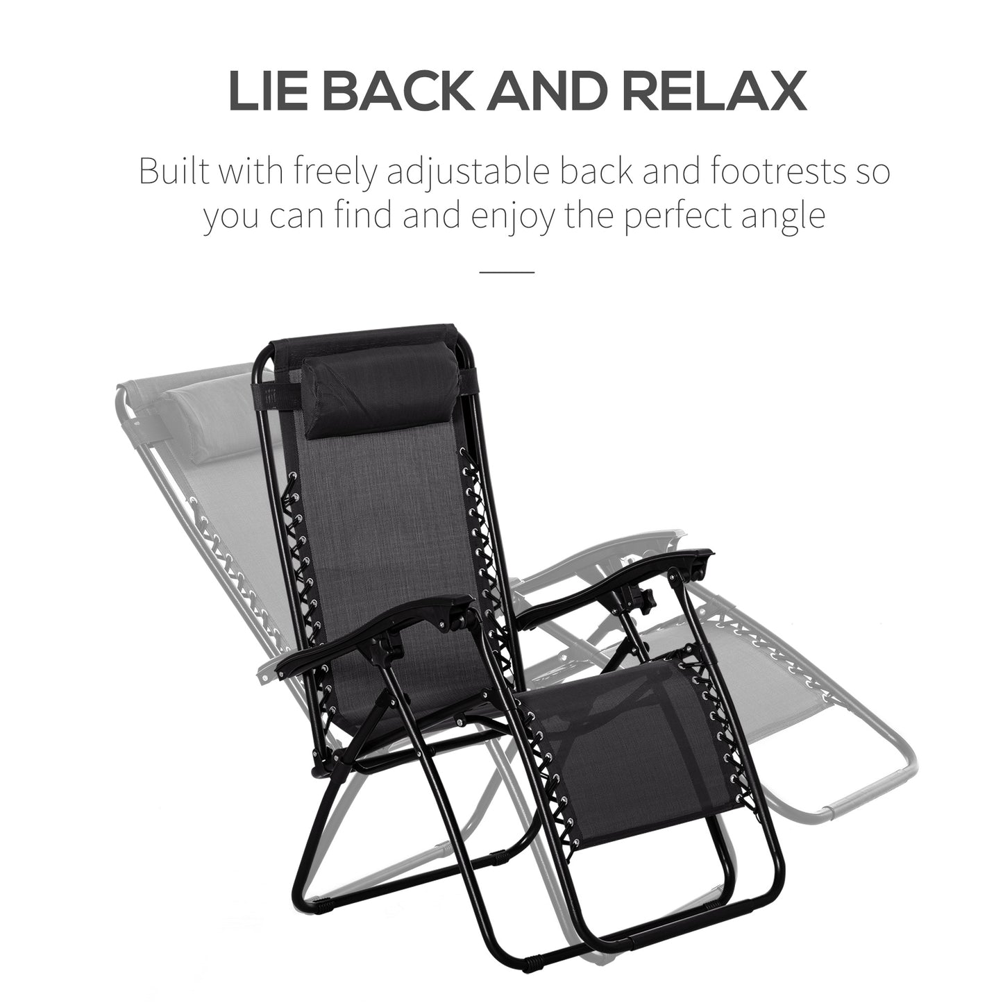 3PC Zero Gravity Chairs Sun Lounger Table Set w/ Cup Holders, Black