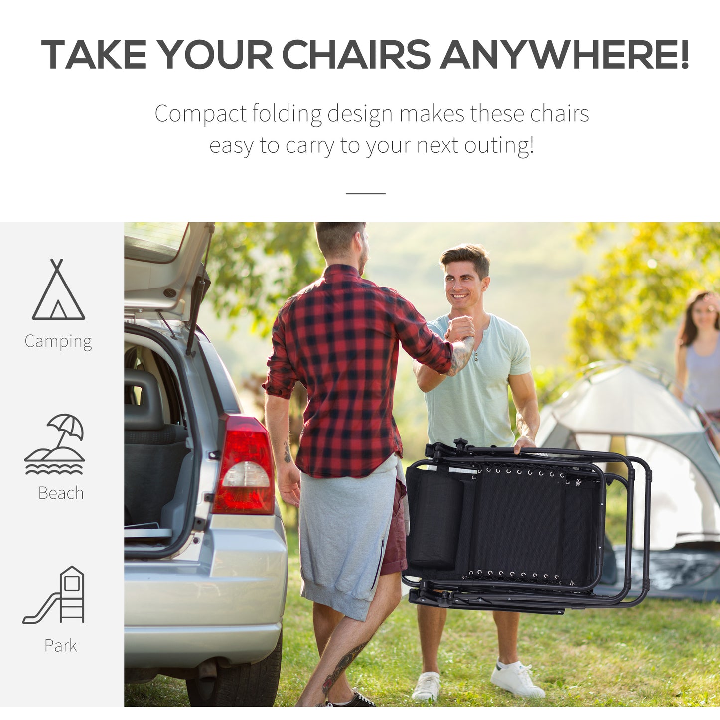 3PC Zero Gravity Chairs Sun Lounger Table Set w/ Cup Holders, Black