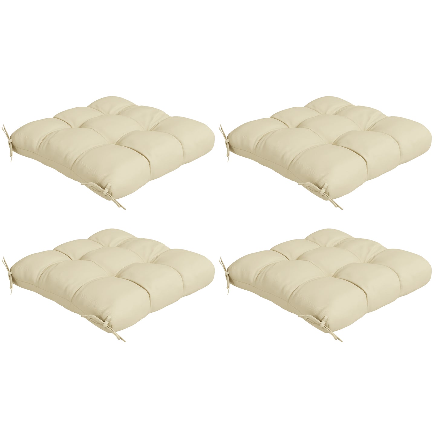 4-Piece Seat Cushion Pillows Replacement, Patio Chair Cushions Set with Ties for Indoor Outdoor, Beige