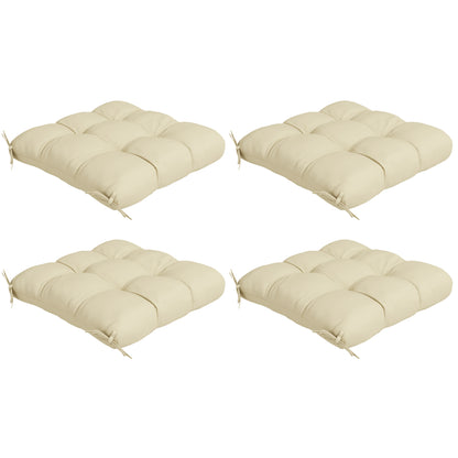 4-Piece Seat Cushion Pillows Replacement, Patio Chair Cushions Set with Ties for Indoor Outdoor, Beige