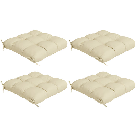 4-Piece Seat Cushion Pillows Replacement, Patio Chair Cushions Set with Ties for Indoor Outdoor, Beige