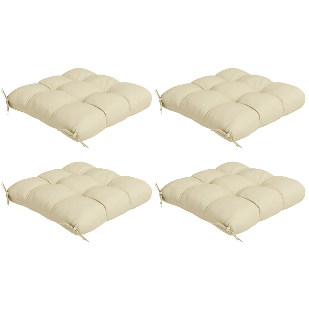 4-Piece Seat Cushion Pillows Replacement, Patio Chair Cushions Set with Ties for Indoor Outdoor, Beige