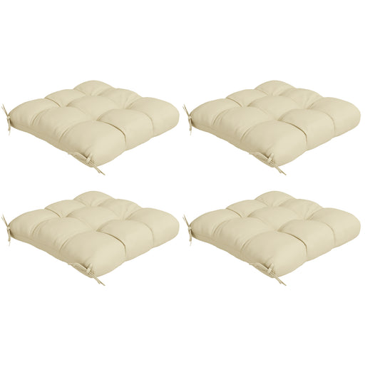 4-Piece Seat Cushion Pillows Replacement, Patio Chair Cushions Set with Ties for Indoor Outdoor, Beige