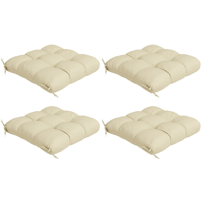 4-Piece Seat Cushion Pillows Replacement, Patio Chair Cushions Set with Ties for Indoor Outdoor, Beige