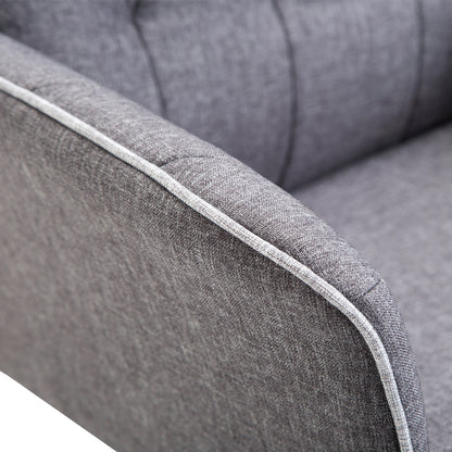 Office Chair Task Adjustable Height Mid Back Armrest Tilt Linen Grey