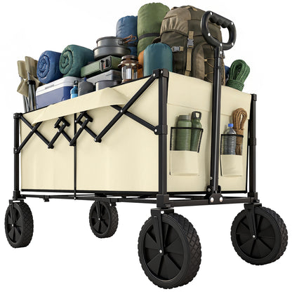 95L Foldable Festival Trolley on Wheels, Khaki