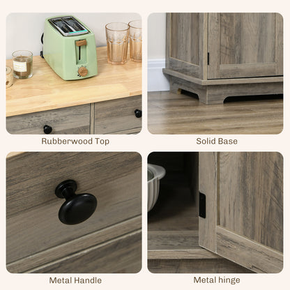 Sideboard Buffet Cabinet with Storage Cabinets and Drawers Grey