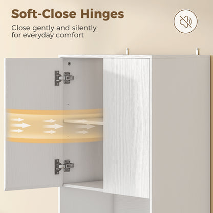 170cm Kitchen Pantry Cabinet with Soft-Close Hinges, White Wood Effect