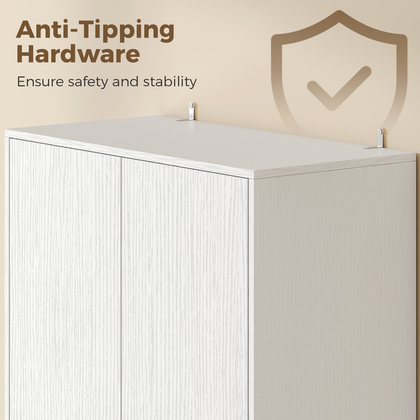 170cm Kitchen Pantry Cabinet with Soft-Close Hinges, White Wood Effect
