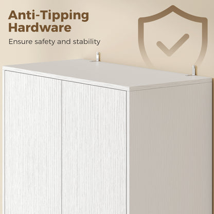 170cm Kitchen Pantry Cabinet with Soft-Close Hinges, White Wood Effect