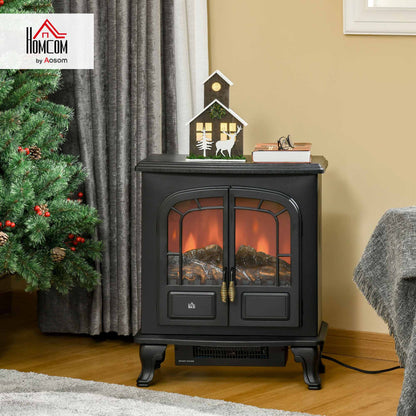 Free standing Electric Fireplace Stove W/ LED Fire Flame Effect Black