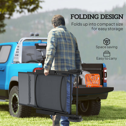 Folding Sun Lounger w/ Wheels, 5-Position Adjustable Lounge, Grey