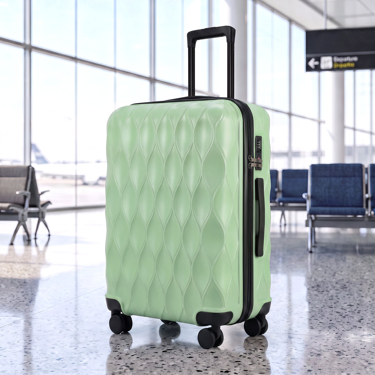 24Inch Suitcase Hard Shell Checked Luggage with TSA Lock, Green