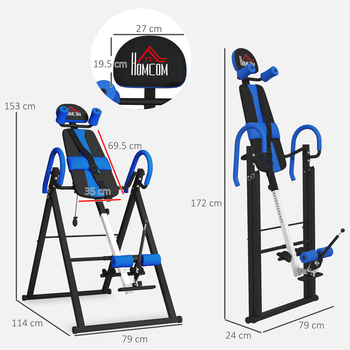 Adjustable Gravity Inversion Table with Safety Belt, Blue