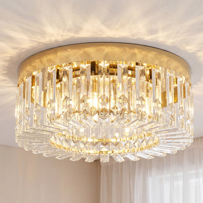 Crystal Ceiling Light with 225 Crystal Pendants, Gold Tone