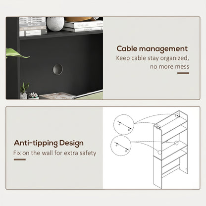 Writing Desk with Foldable Desktop for Bedroom, Home Office, Black