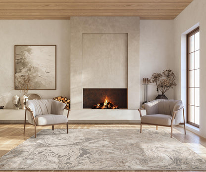 Elysium Abstract Rug With Velvet Feel Stylish Metallic Sheen Astral Design
