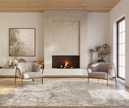Elysium Abstract Rug With Velvet Feel Stylish Metallic Sheen Astral Design