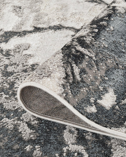 Elysium Abstract Rug With Velvet Feel Stylish Metallic Sheen Huracan Design