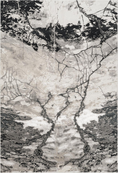 Elysium Abstract Rug With Velvet Feel Stylish Metallic Sheen Huracan Design