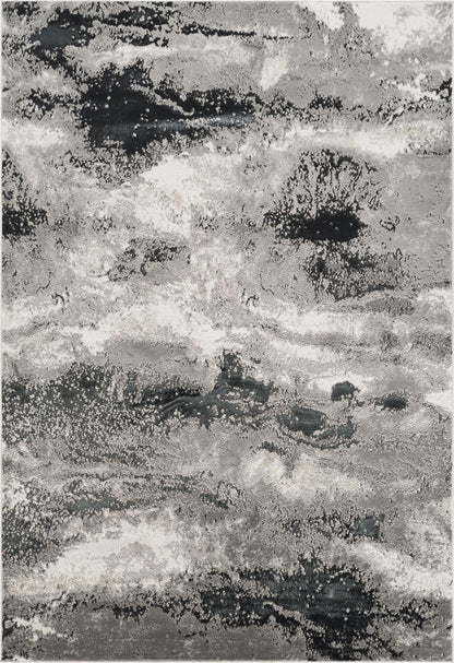 Elysium Abstract Rug With Velvet Feel Stylish Metallic Sheen Mist Design