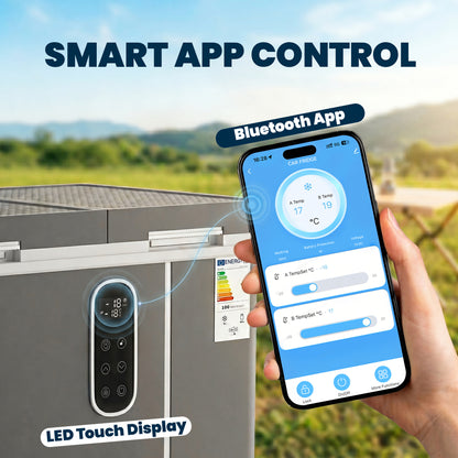 55L Compressor Car Fridge Freezer, Dual Zone Camping Refrigerator with App Control, 12/24V DC and 100-240V AC, Portable Electric Cool Box with Foldable Handle, Truck, Campervan, RV, Boat