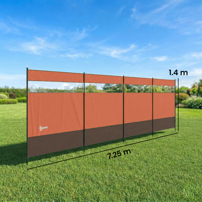 Camping Windbreaks with Clear Windows, 725 x 140cm, Orange