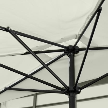 2.3m Half Round Parasol Garden Sun Umbrella Metal w/ Crank Off-White