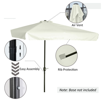 2.3m Half Round Parasol Garden Sun Umbrella Metal w/ Crank Off-White