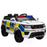 12V Kids Portable Electric Ride On Police Car with Parental Remote Control Siren Flashing Lights USB Bluetooth for 3-6 Years White