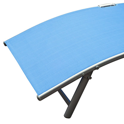 Sun Lounger Recliner Foldable 7 Levels Texteline Blue